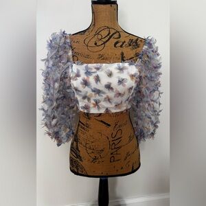 Storia Multicolor Floral Textured Crop Top